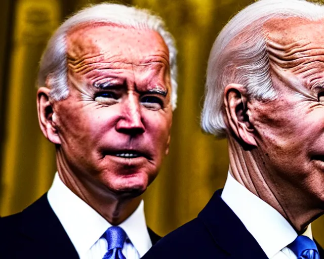 Image similar to president joe biden face to face with president joe biden, nikon 3 5 mm, photograph