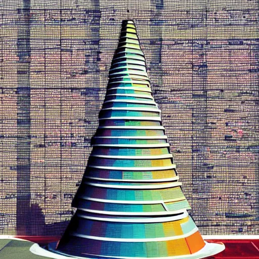 Image similar to tower of babel reaching up to heaven but it is made from vinyl records