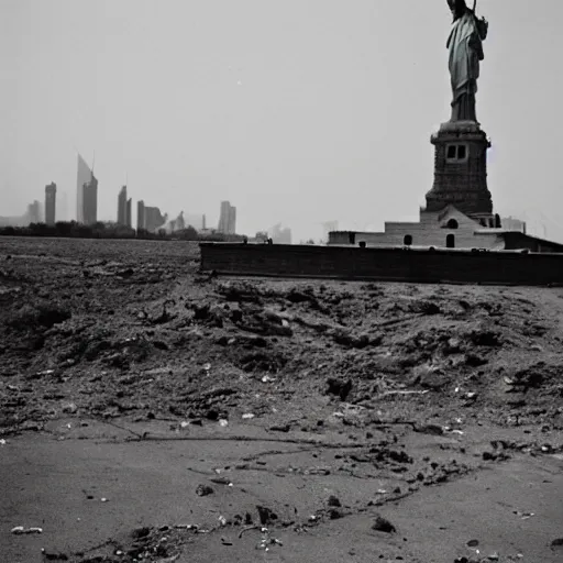 Image similar to the statue of liberty heavily decayed in a dustbowl