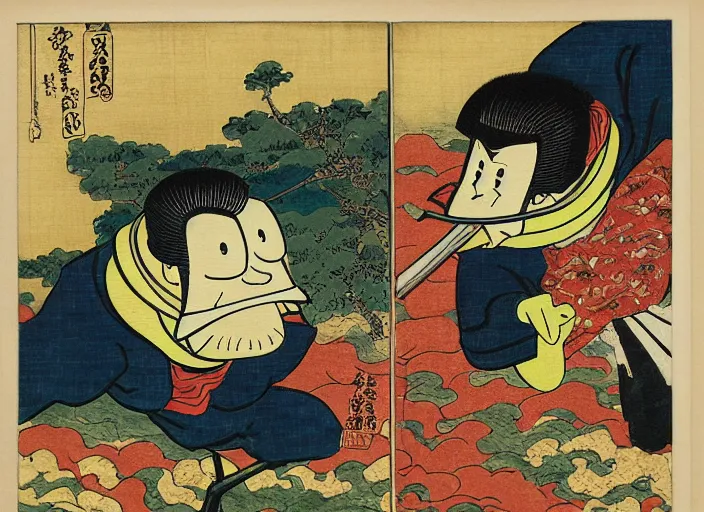 spongebob and patrick in the style of utagawa | Stable Diffusion