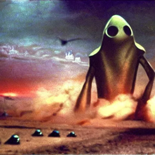 Image similar to close up of the martians attacking thunderchild from war of the worlds, cinematographic shot,