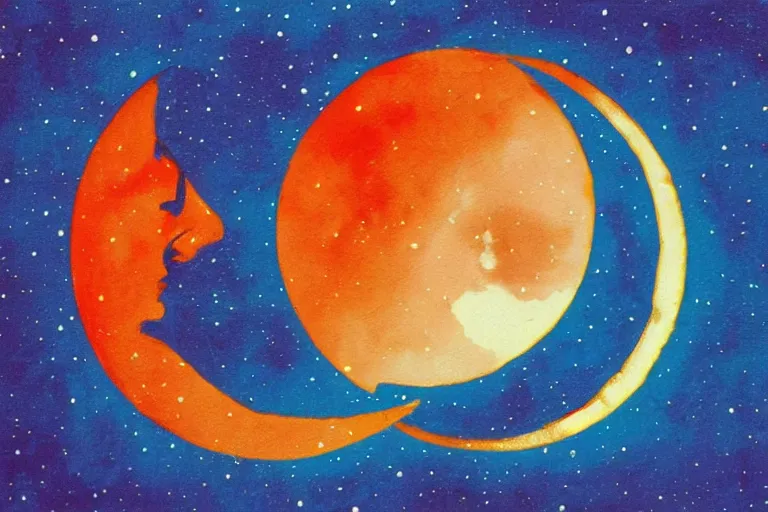 Image similar to moon eclipse at night, art in the style of adriana molder