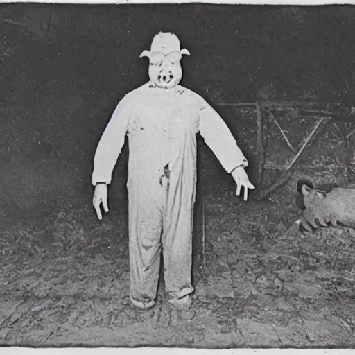 Image similar to photo of a creepy pig man