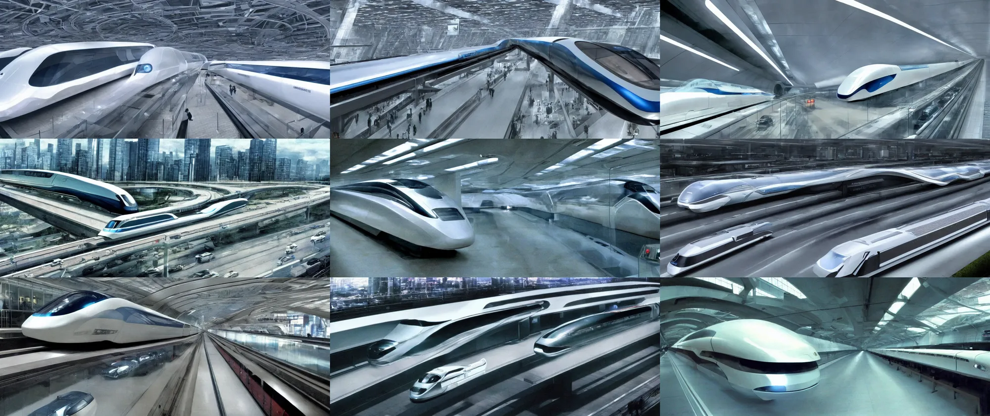 Prompt: maglev cars on maglev roads (year 2055) Minority Report The Movie,