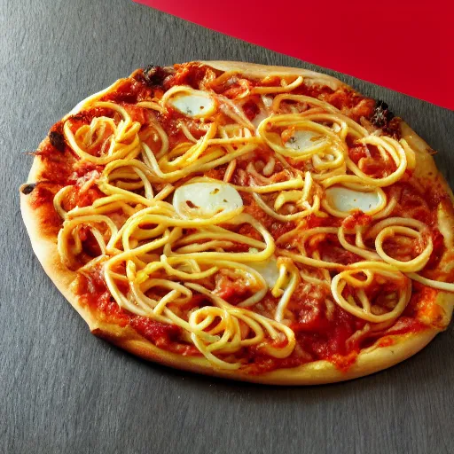 Prompt: spaghetti pommes pizza