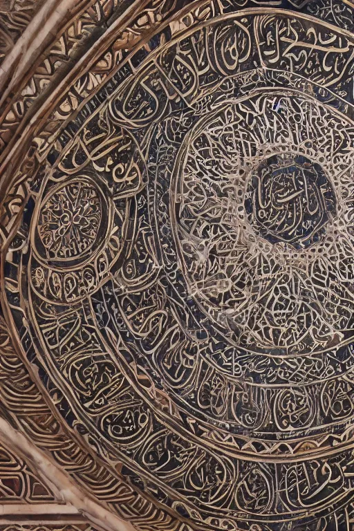 Prompt: taj mahal detail, arabic calligraphy marble inlay on Taj mahal, photorealistic, insanely detailed and intricate, high detail
