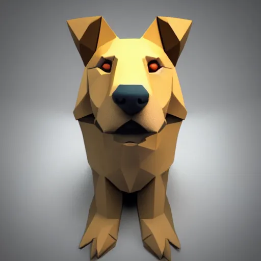 Prompt: a dog, low quality, 3 d render, low poly, sad