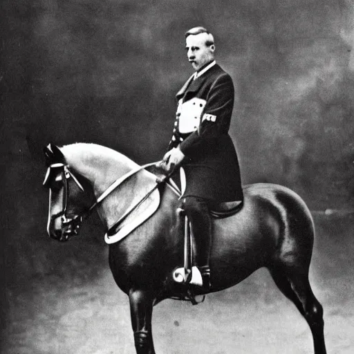 Image similar to hitler riding a pony in a dress