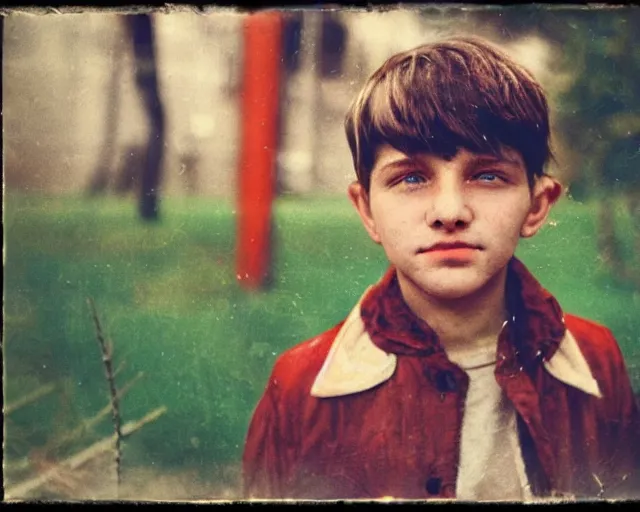 Prompt: a lomographic portrait photo of soviet boy in soviet yard in small town, bokeh, perfect face