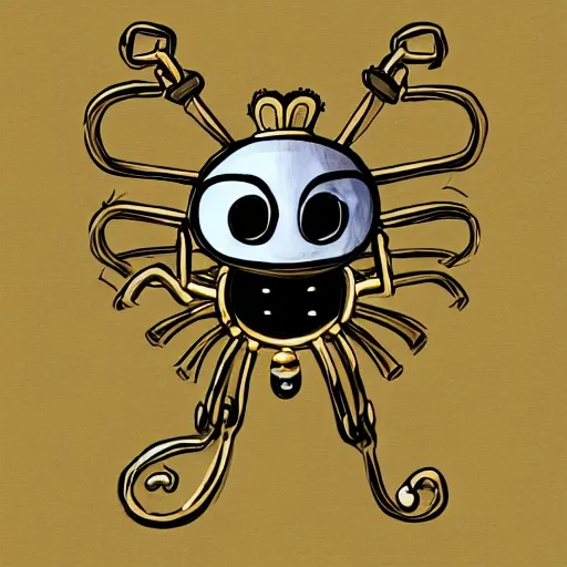 Image similar to hollowknight wearing gold chains