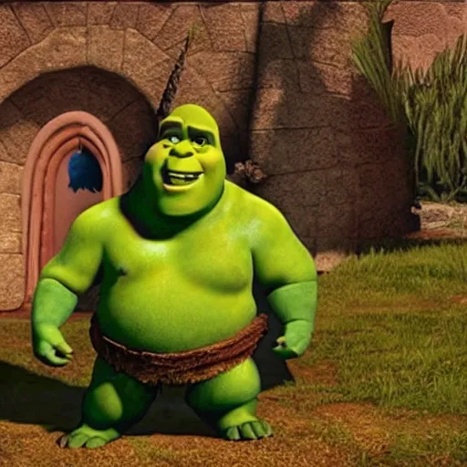 Image similar to a still from dreamworks shrek 2 0 0 1, shrek is angry about his taxes