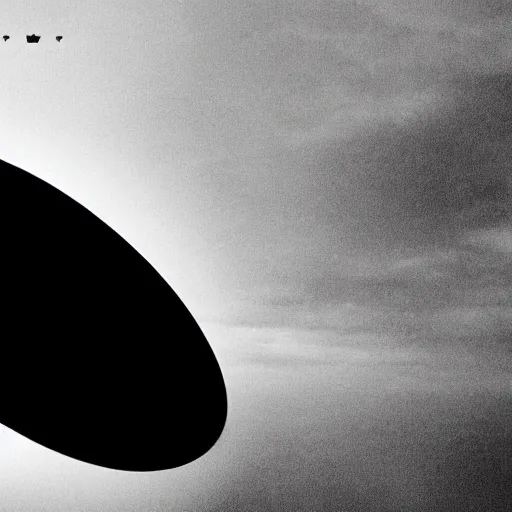 Image similar to a photograph of a ufo taken by a phone camera, black and white