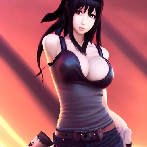 Image similar to face and body shot of tifa lockhart by wlop, rossdraws, mingchen shen, bangkuart, sakimichan, yan gisuka, jeongseok lee, artstation, 4k