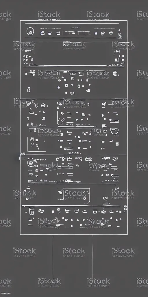 Image similar to illustration vector art of a midi controller against a fully blank black background, simple, no detail
