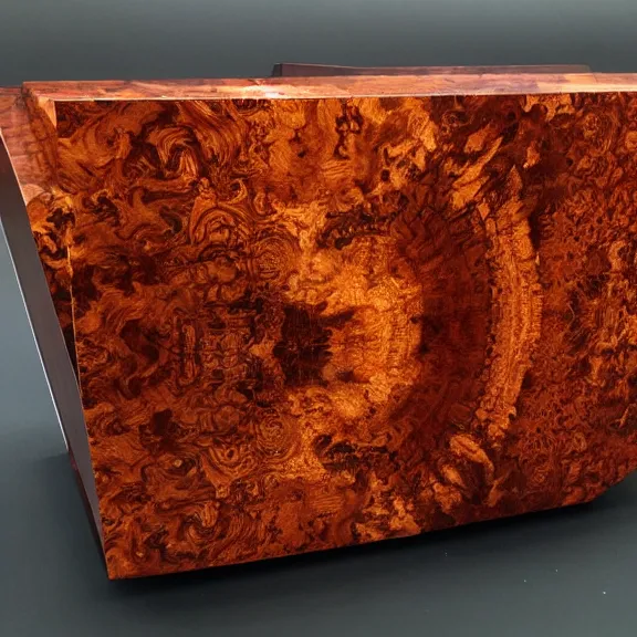 Image similar to mahogany hardwood burl, cyberpunk, photo realistic, 8k, highly detailed,