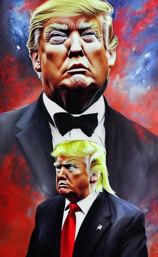 Image similar to « a beautiful painting of donald trump as a sith lord portrait, very realistic, trending on artstation »