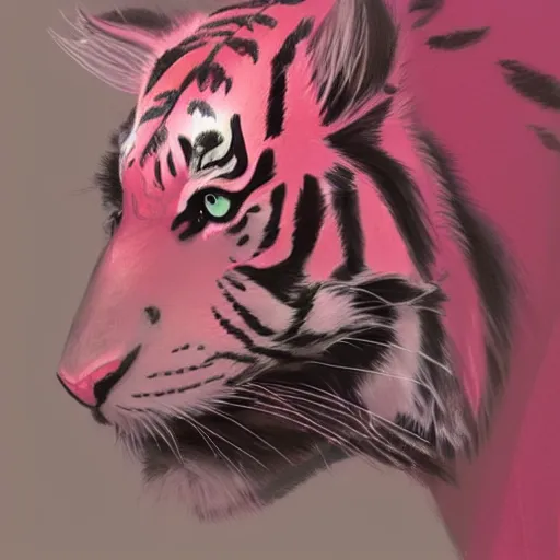 Image similar to a pink tiger, illustration concept art anime key visual trending pixiv fanbox by wlop and greg rutkowski and makoto shinkai and studio ghibli and kyoto animation symmetrical facial features