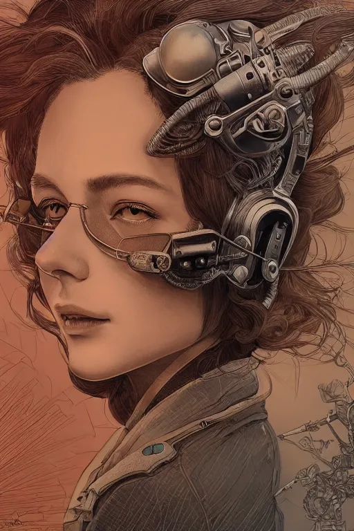 Image similar to studio portrait of a female aviator, beautiful, elegant, an ultrafine hyperdetailed illustration by kim jung gi, and moebius, jean gireaud, and nicholas delort, intricate linework, detailed faces, super sharp focus, bright colors, octopath traveler, final fantasy, unreal engine 5, symmetry, central composition,