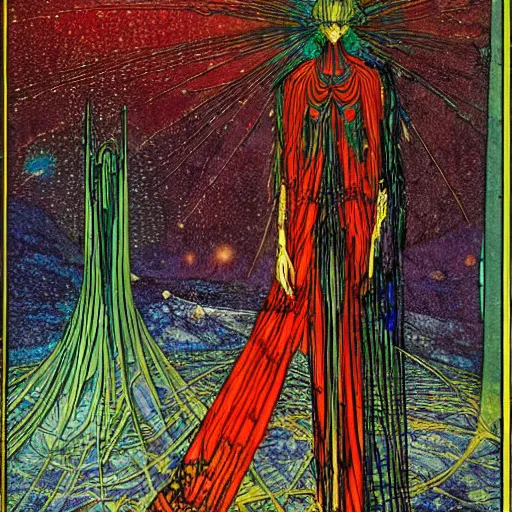 Prompt: Liminal space in outer space by Harry Clarke