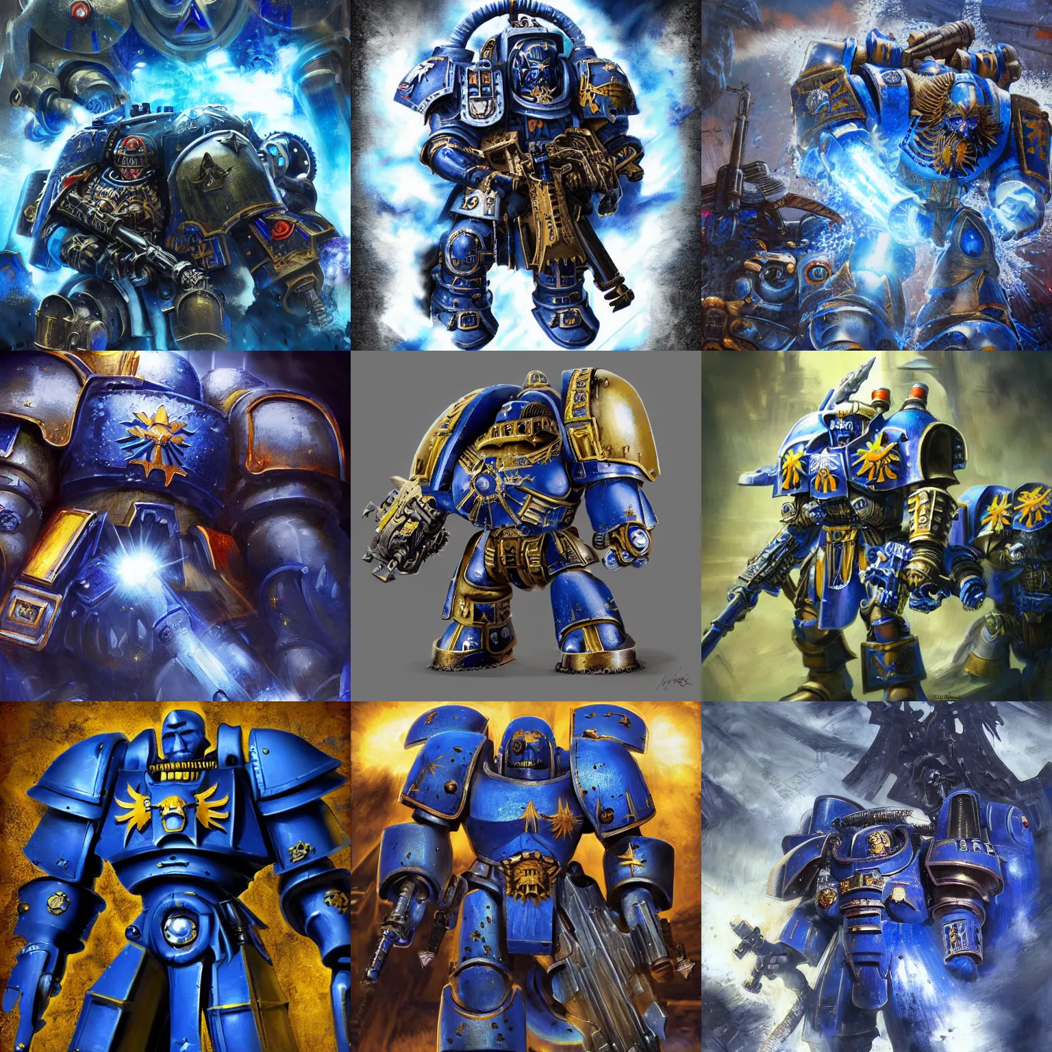 Prompt: warhammer 40k ultramarine, digital art, hyper detailed, high quality, volumetric light