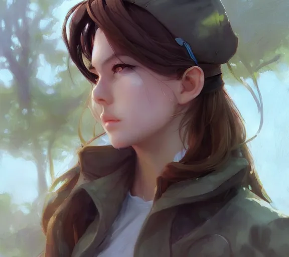 Image similar to a beautiful girl by the cottage in the country, by Artgerm Lau and Krenz Cushart，hyperdetailed, trending on artstation, trending on deviantart
