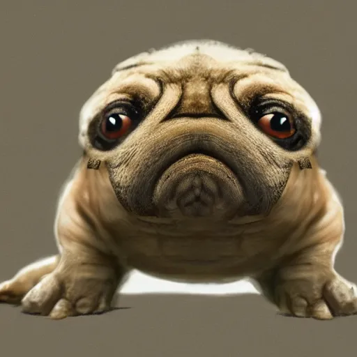 Image similar to A tardigrade with the eyes and mouth of a pug, national geographic-file-photograph, paywall-content, premium-award-winning, trending on artstation