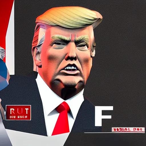 Prompt: Donald Trump 3d render, low poly, ray tracing