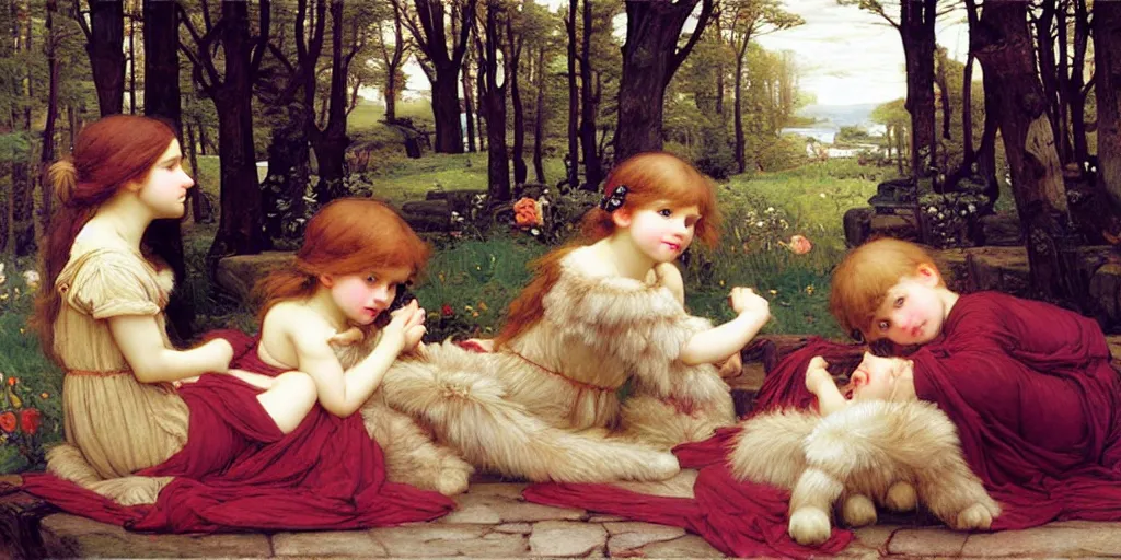 Image similar to 3 d precious moments plush hotse, realistic fur, master painter and art style of john william waterhouse and caspar david friedrich and philipp otto runge