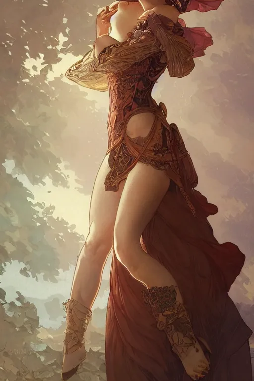 Prompt: full body portrait of Triss, D&D, fantasy, intricate, elegant, highly detailed, digital painting, artstation, concept art, smooth, sharp focus, illustration, art by artgerm and greg rutkowski and alphonse mucha