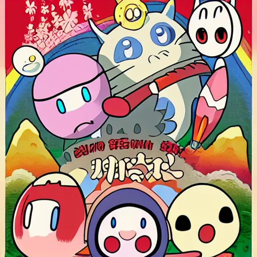 Prompt: studio ghibli style of kirby