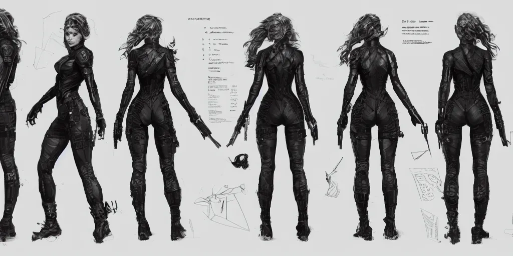 Prompt: black widow, character sheet, concept design, contrast, kim jung gi, greg rutkowski, zabrocki, karlkka, jayison devadas, trending on artstation, 8 k, ultra wide angle, pincushion lens effect