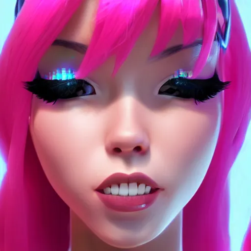 Prompt: still of pretty Jinx (LoL) in KDA music video. 3d render, octane render, game art, realistic, highly detailed, trending on artstation, 4k, trending on artstation, pixar, cgsociety, unreal engine 5, redshift render, trending on artstation, blender, behance, cg