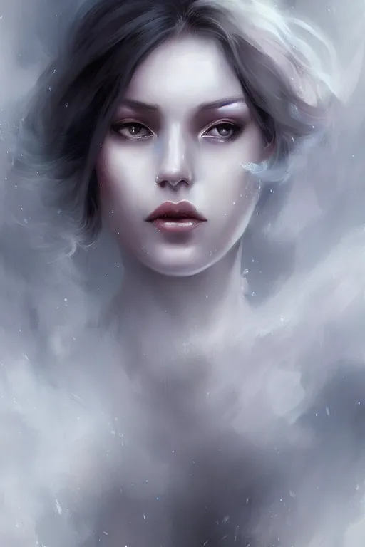 Image similar to ethereal woman, digital painting, Charlie Bowater, cgsociety, figurative art, digital painting, speedpainting, made of mist