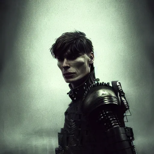 Prompt: cillian murphy portrait, dystopia core, apocalyptic, armor, warrior, dramatic, sharp focus, fiction, neon, fantasy, hyper detailed, digital art, trending in artstation, cinematic lighting, studio quality, smooth render, unreal engine 5 rendered, octane rendered, art style and nixeu and wlop and krenz cushart