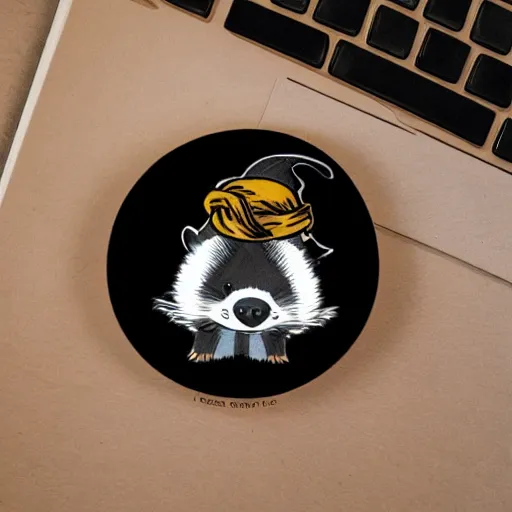 Image similar to cute badger in hufflepuff scarf sticker