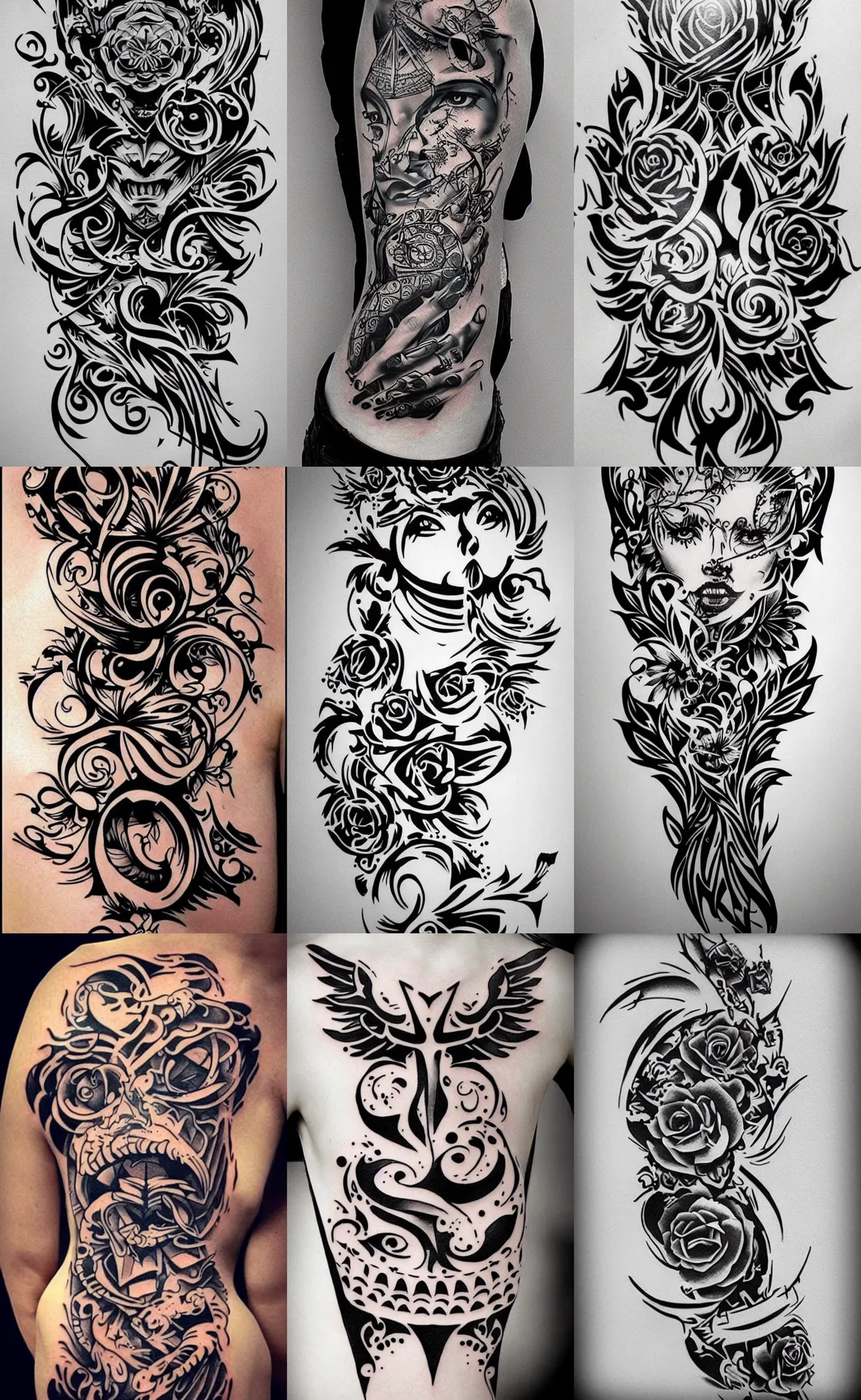 Prompt: Tattoo Concept mad amazing Design Stencil
