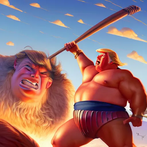 Image similar to donald trump as chubby hercules, ben hur, loftis, cory behance hd by jesper ejsing, by rhads, makoto shinkai and lois van baarle, ilya kuvshinov, rossdraws global illumination