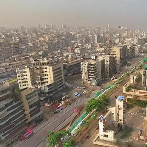 Image similar to drone footage of karachi, high quality, day time