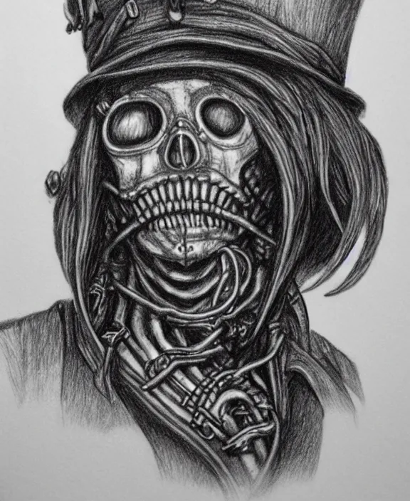 Prompt: a detailed pencil portrait of a steampunk davy jones