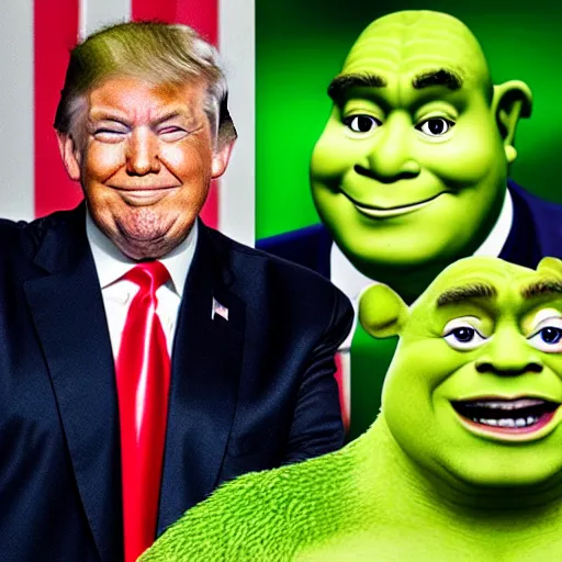 Prompt: trump with a shrek face