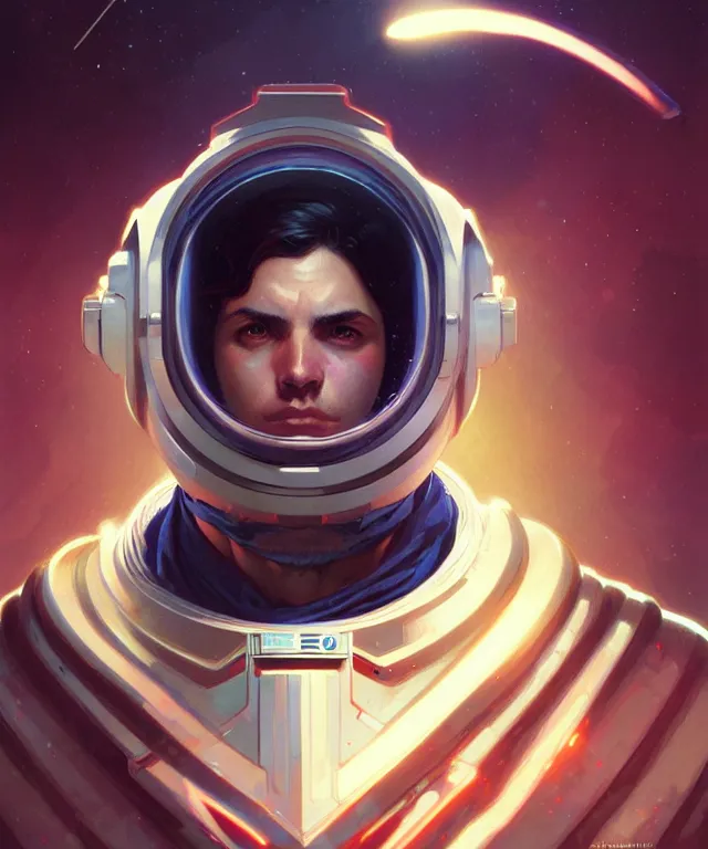 Image similar to Hacker man spaceman portrait, highly detailed, digital painting, artstation, concept art, smooth, sharp focus, illustration, art by artgerm and greg rutkowski and alphonse mucha