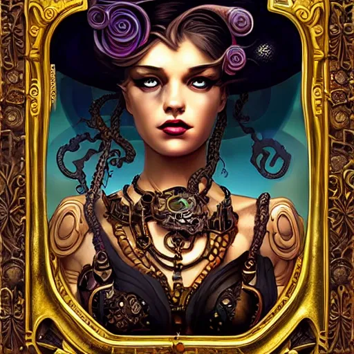 Image similar to Steampunk Lovecraft Lovecraftian mermaid portrait, Pixar style, by Tristan Eaton Stanley Artgerm and Tom Bagshaw.