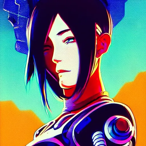 Image similar to side portrait scifi cyborg girl with robotic parts and spacesuit | | head only in center of image, audrey plaza, fine detail!! anime!! realistic shaded lighting!! poster by ilya kuvshinov katsuhiro otomo ghost - in - the - shell, magali villeneuve, artgerm, jeremy lipkin and michael garmash and rob rey