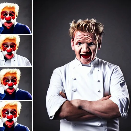 Image similar to portrait photoshoot of Gordon Ramsay clown