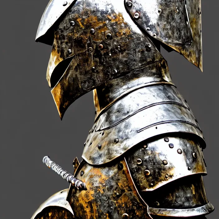 Prompt: photo of a warrior headless, akephaloi with metal blemmyae themed armour, highly detailed, hdr, smooth, sharp focus, high resolution, award - winning photo