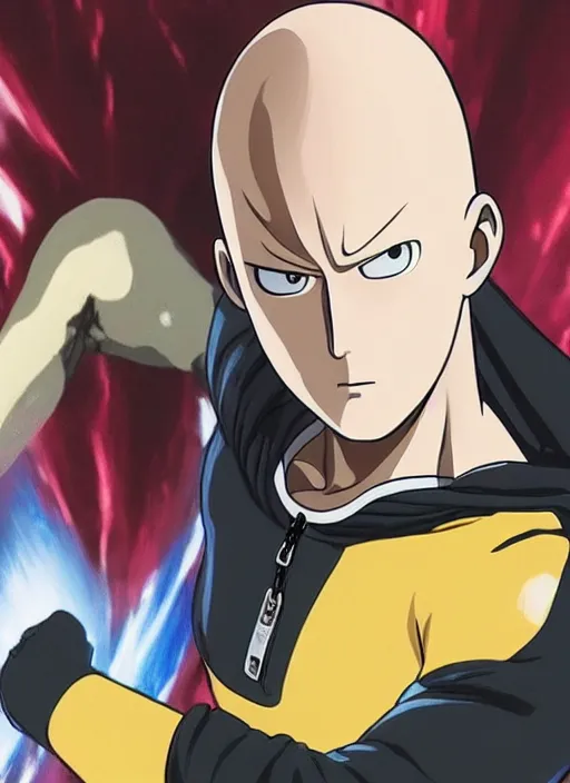 Image similar to A full portrait photo of real-life saitama one punch man, f/22, 35mm, 2700K, lighting, perfect faces, award winning photography.