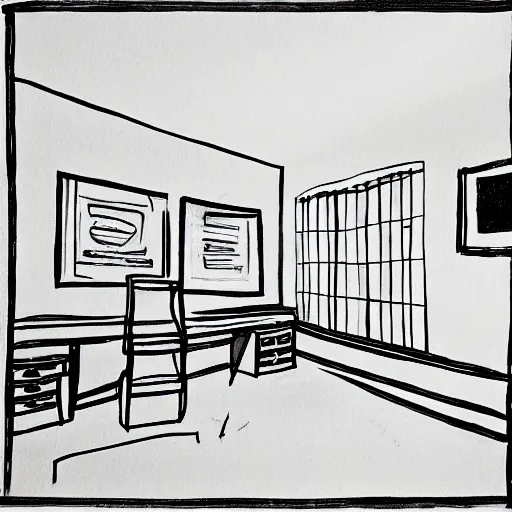 Image similar to room drawn by andrew domachowski