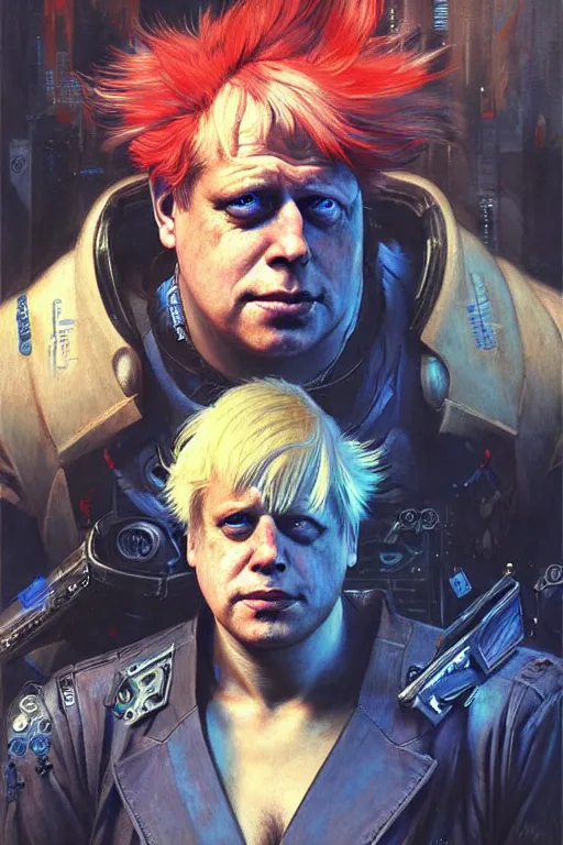 Image similar to cyberpunk boris johnson, character design, painting by gaston bussiere, katsuya terada, frank frazetta, tom of finland, trending on artstation