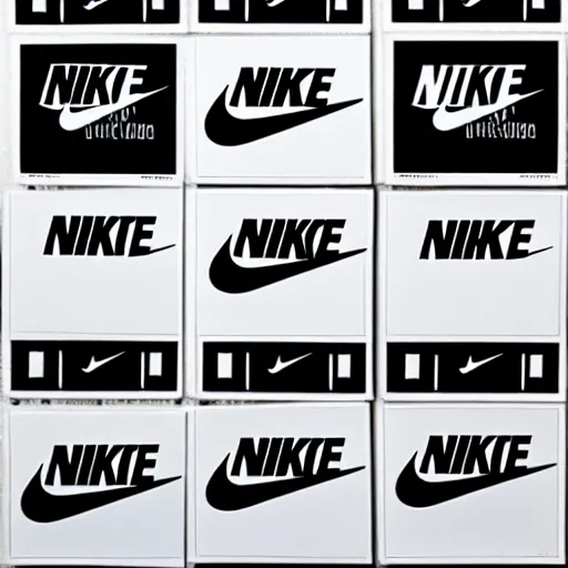 Image similar to black on white nike graphic design stickers in style of david rudnick, eric hu, y 2 k, brutalism