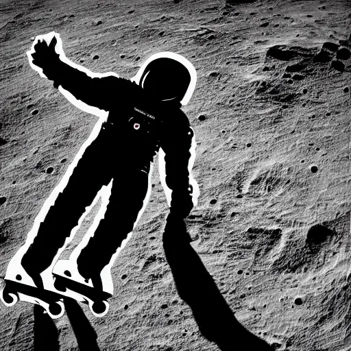 Image similar to an astronaut is skating on the moon digital art